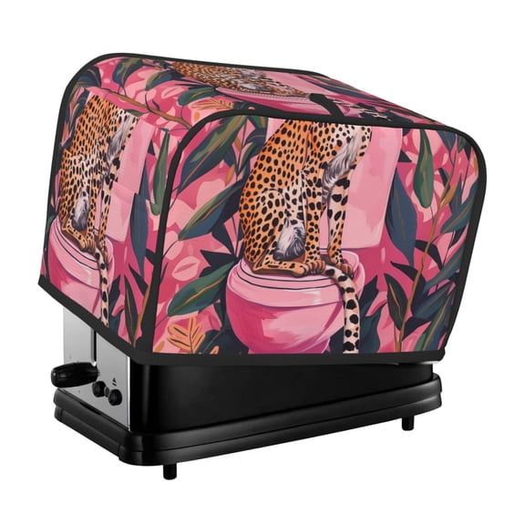 Xecao Cheetah On Toilet Humor Art Print 2 Slice Toaster Cover with Pockets, Small Appliance Cover, Dust and Fingerprint Protection, Machine Washable