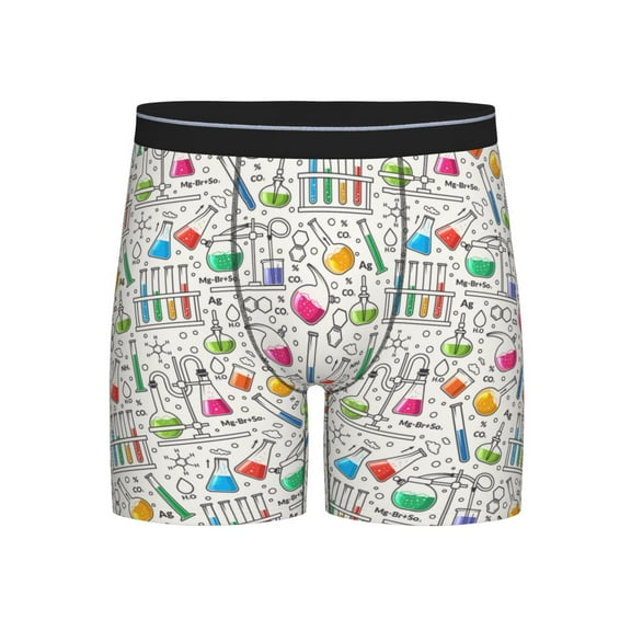 Xecao Chemical Flasks And Test Tubes Print Boxer Briefs for Men's Stretch Moisture-Wicking Underwear, Mid-Rise Classics breathable fabric