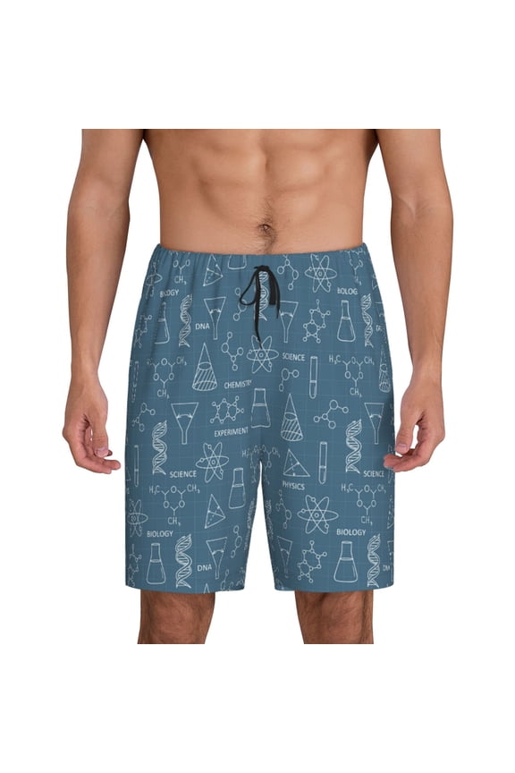 Xecao Chemical Formulas And Objects Print Men's Sleepwear Shorts Pajama Bottom Lounge Short nightwear with Convenient Pockets for Relaxed Home Wear-3X-Large