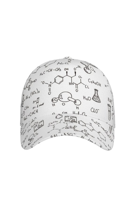 Chemical Formulas for Baseball Cap: Unisex, crafted from classic polyester twill fabric, featuring a soft unconstructed design