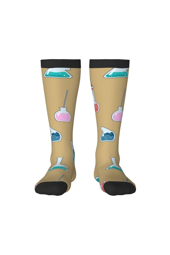 Chemistry Class print thigh-high socks, crafted for both men and women with a stretchy, high-opaque design perfect for daily wear