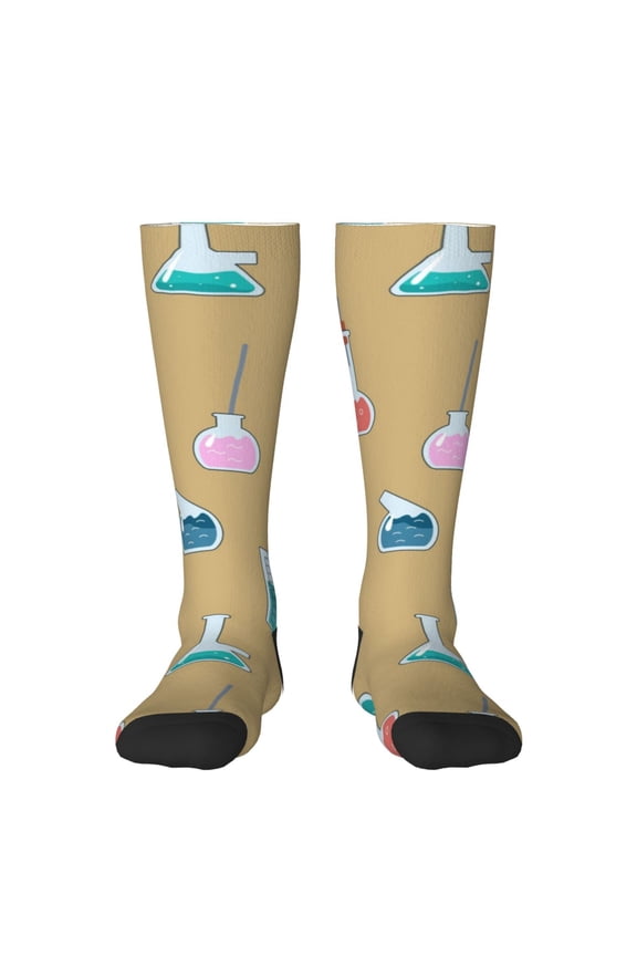 Chemistry Class print thigh-high socks, crafted for both men and women with a stretchy, high-opaque design perfect for daily wear