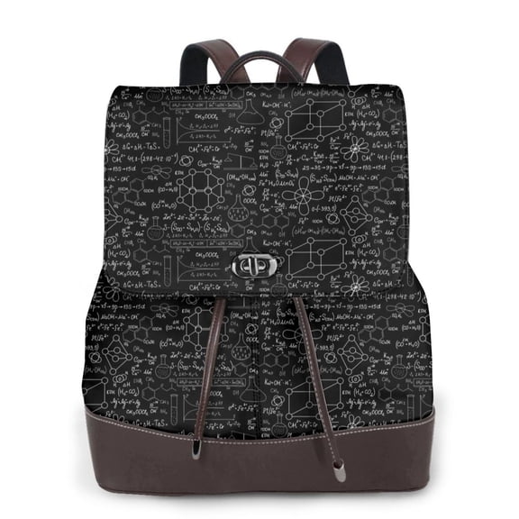Xecao Chemistry Formulas 3 Print Large Backpack Soft Leather for Women Travel with Compartment, Adjustable Convertible Strap