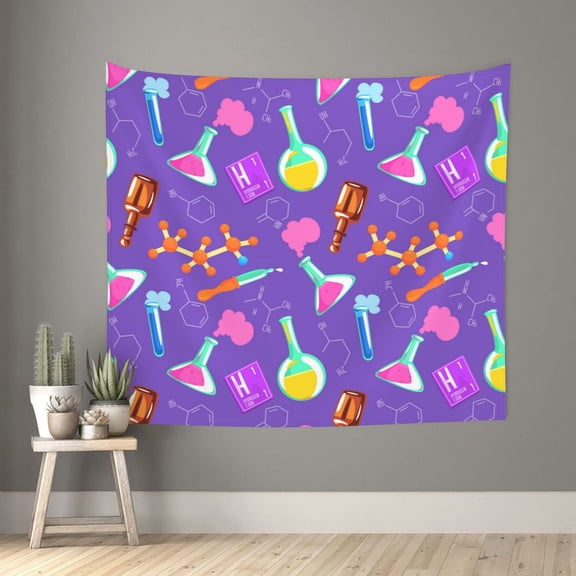 Xecao Chemistry Tools patten Tapestry 60x51 Inches Wall Hanging Poster Tapestry for Living Room Bedroom Home Decor