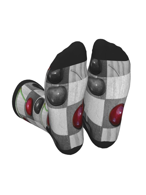 Cherries laid Print Crew Socks for Men and Women, Men's Soft Moisture-wicking Sock