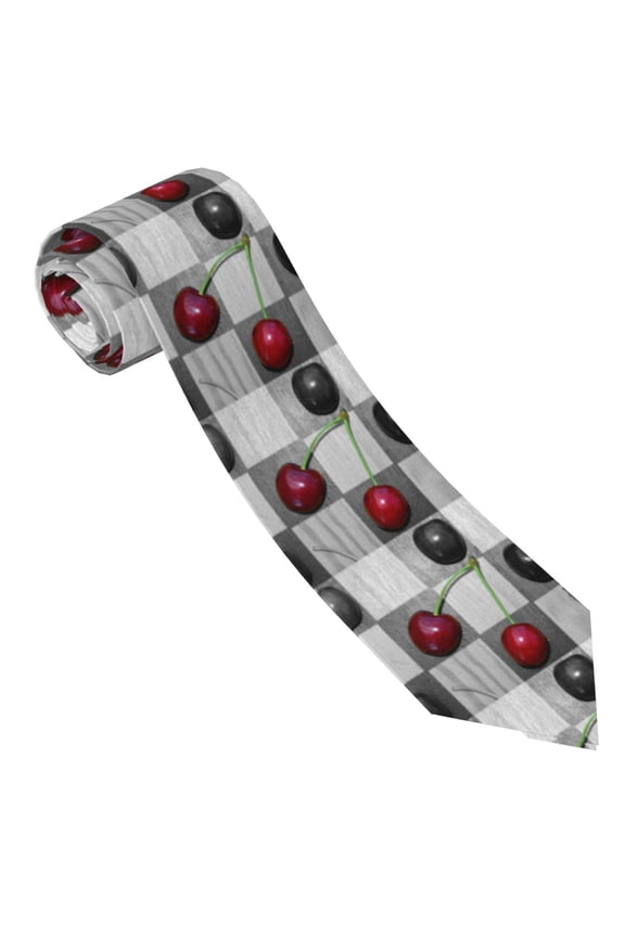 Cherries laid Print Tie For Men Necktie Woven Jacquard Neck Ties,Classic Men's Tie