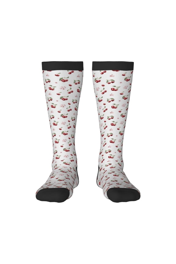 Cherry Berries Print Compression Socks for Both Men And Women for Running, Travel, Flight, Nurse