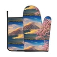 thumbnail image 1 of Xecao Cherry Blossoms Pattern Oven Mitts and Pot Holders Sets Heat Resistant Silicone Oven Mittens Extra Thicken Long Kitchen Cotton Oven Glove for Cooking, 1 of 1