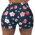 thumbnail image 1 of Xecao Cherry Blossoms Print Workout Shorts for Women Soft Smooth Gym Yoga Scrunch Active Tennis Workout Running Shorts, 1 of 9