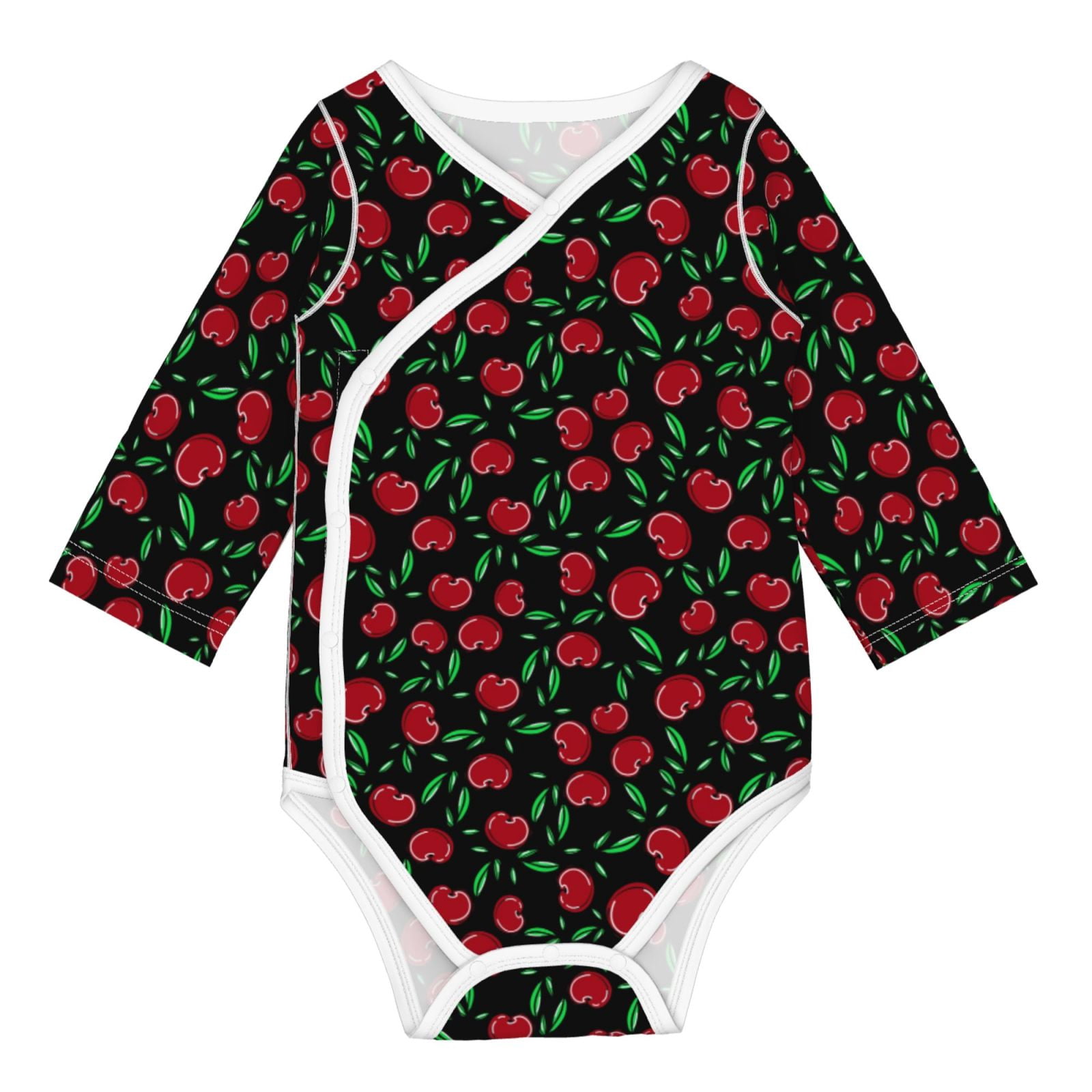 Xecao Cherry Print Baby unisex-baby Cotton Long-sleeve Bodysuits-3 Months