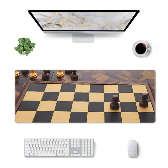 Xecao Chess Board With Pawns for Mouse Pad - Waterproof Extended Contour Mouse Mat, Large Gaming Mousepad Laptop Keyboard Mat with Non-Slip Rubber Base