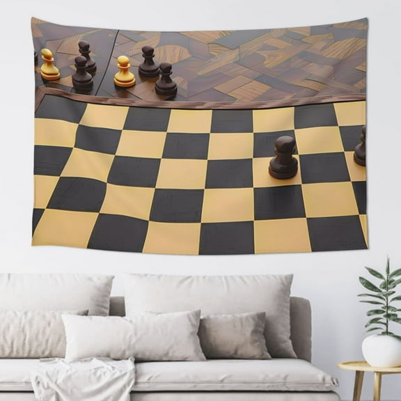 Xecao Chess Board With Pawns Print Tapestry, Wall Hanging Room Funny Decor, Backdrop Room Decor for Bedroom Living Room dormitory