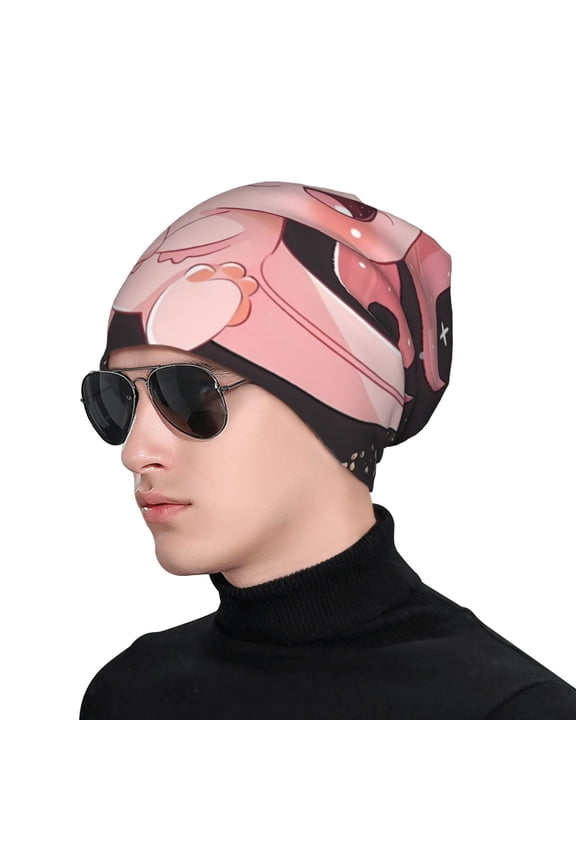 Chibi Axolotl Sakura Fantasy Print Beanie Knitted Hat for Men Women, Winter Fashion Knit Cuffed Caps Unisex