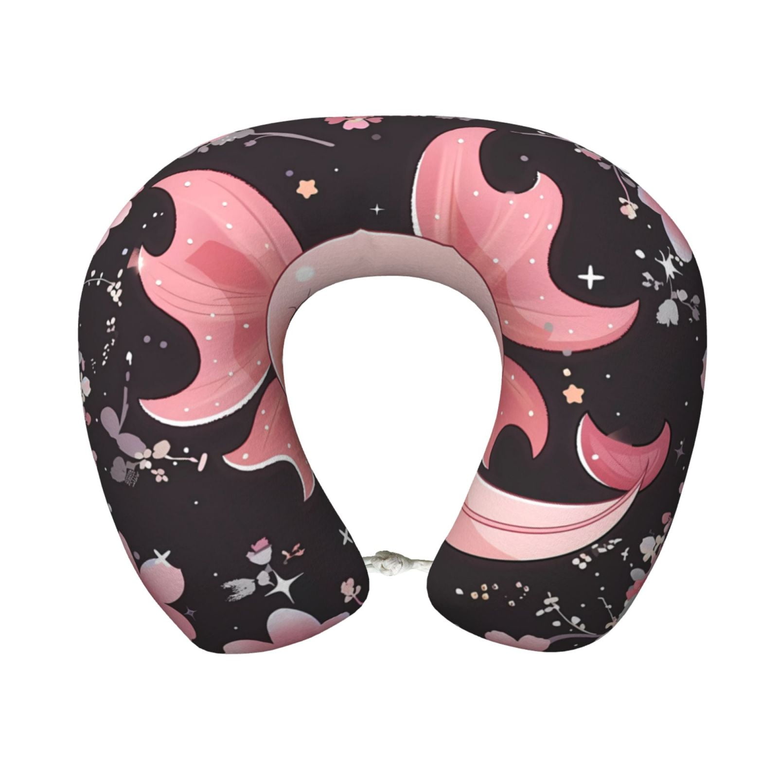 Xecao Chibi Axolotl Sakura Fantasy Print Memory Foam Cervical Neck Pillow Versatile U-Shaped Pillows for Home,Office,Camping,Travelling,Soft Washable Cover