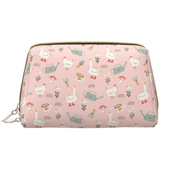Xecao Chicken And Goose Print Fashion Makeup PVC Bag Large Capacity Travel Cosmetic Bag for Women Organizer Toiletry Clutch