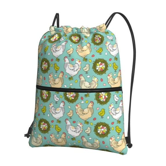 Xecao Chicken Laying Eggs for Drawstring Bags,Pull String Backpack Bags,String Bag Sackpack