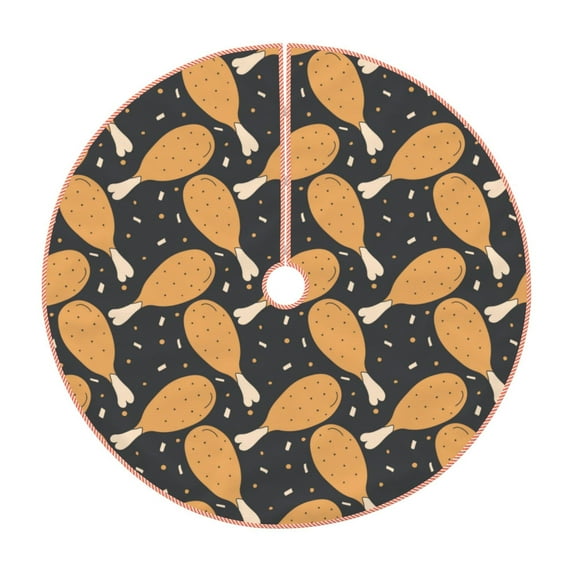 Xecao Chicken Legs Pattern Christmas Tree Skirt Round Xmas Tree Mat Base Cover for Holiday Home Decorations-30"