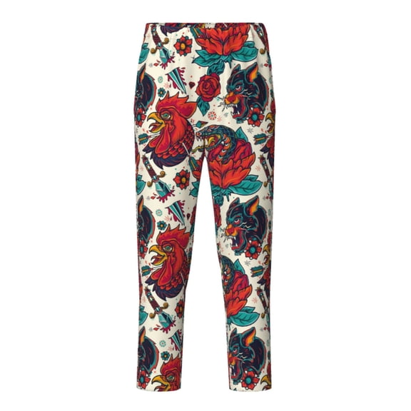 Xecao Chicken Print Teenagers' Pajama Pants Long Sleep Pants Soft Elastic Waist Pajama Bottoms Elastic waist with 2 Pockets 5-16 Years-XS(5-6)