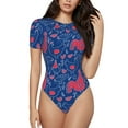 thumbnail image 1 of The Xecao Chicken and Rooster Women's Crew Neck Body Suit, a short-sleeved bodysuit and basic swimsuit, both comfort and style for dating and daily life, 1 of 9