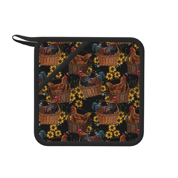 Xecao Chicken Rooster for Silicone Trivet Mats - Heat Resistant Pot Holders, Multipurpose Non-Slip Hot Pads