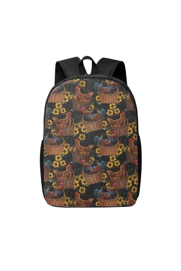 Chicken Rooster print Travel Backpack, Large Computer Backpack for Men Women, College School Rucksack Book Bag