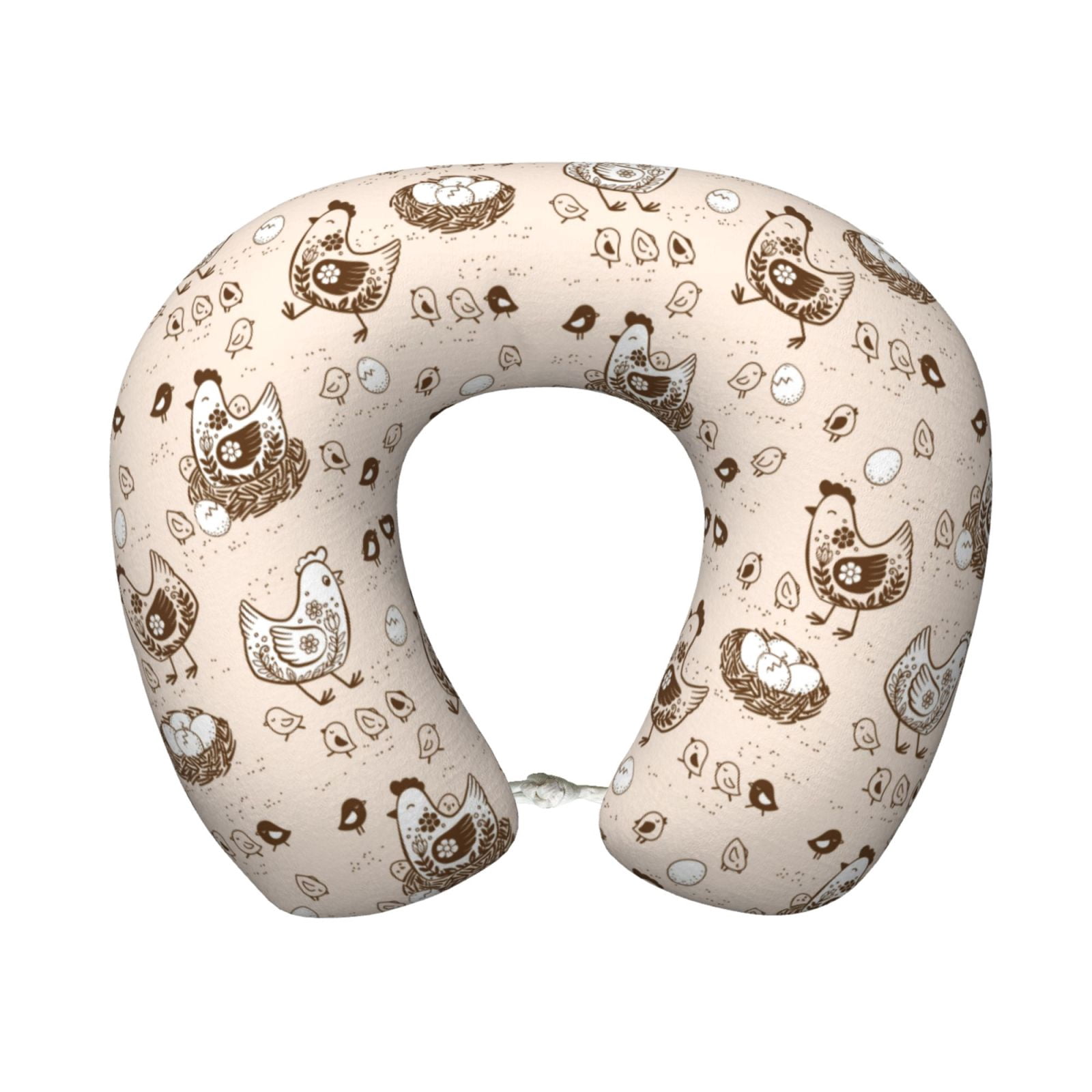 Xecao Chicken With Floral Print Memory Foam Cervical Neck Pillow Versatile U-Shaped Pillows for Home,Office,Camping,Travelling,Soft Washable Cover