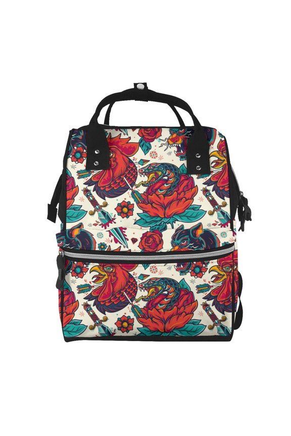 Chicken print Large Capacity Nappy Bag is a multi-functional waterproof travel backpack, perfect as a nursing bag or mummy backpack for women