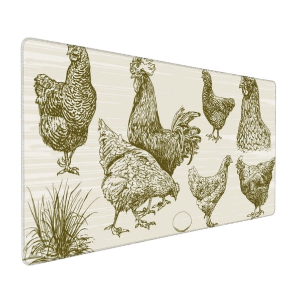 Xecao Chickens Print Large Mouse Pad, 16x35.5in Mousepad, Professional Non-Slip Rubber Base Big Mouse Pad, Mouse Pad for Gaming & Office Full Desk Mouse Pad