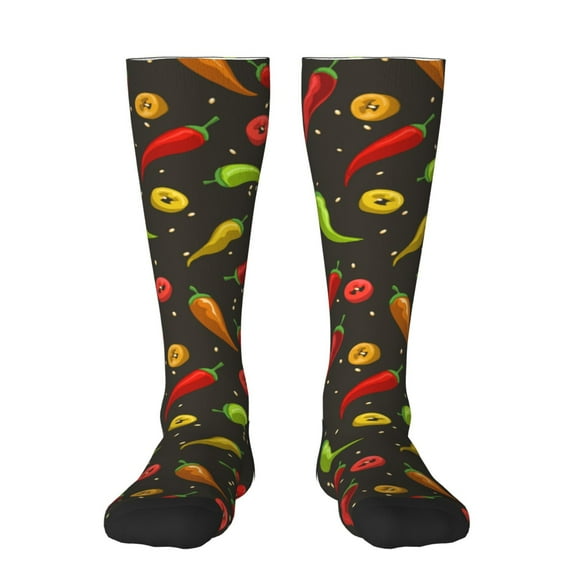 Xecao Chili2 print thigh-high socks, crafted for both men and women with a stretchy, high-opaque design perfect for daily wear