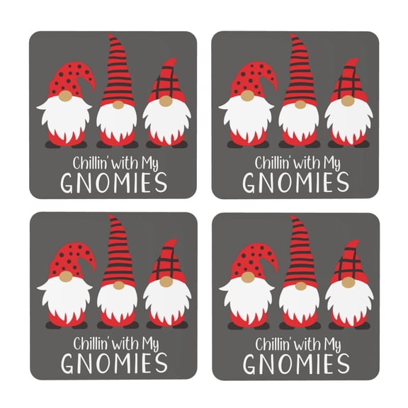 Xecao Chillin with My Gonme for MDF Cork Coaster 4 Pcs,Drink Coasters,Suit for House Warming Gifts New Home ,Coffee Table Decor-Square