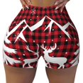 thumbnail image 1 of Xecao Christmas Buffalo Plaid Print Workout Shorts for Women Soft Smooth Gym Yoga Scrunch Active Tennis Workout Running Shorts, 1 of 9