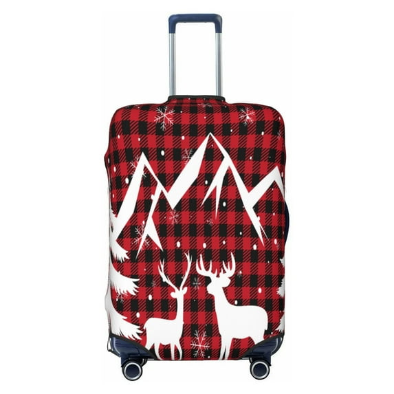 Xecao Christmas Buffalo Plaid print Elastic Luggage Cover, with double-sided print , is perfect for travel, business, and daily use