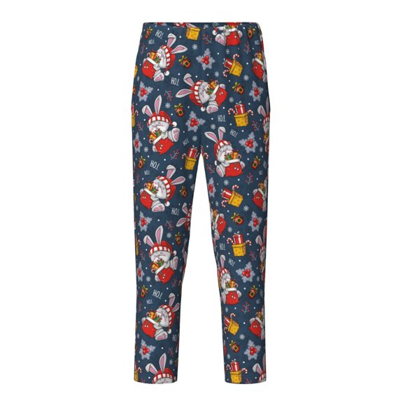 Xecao Christmas Bunny A Print Teenagers' Pajama Pants Long Sleep Pants Soft Elastic Waist Pajama Bottoms Elastic waist with 2 Pockets 5-16 Years-Large