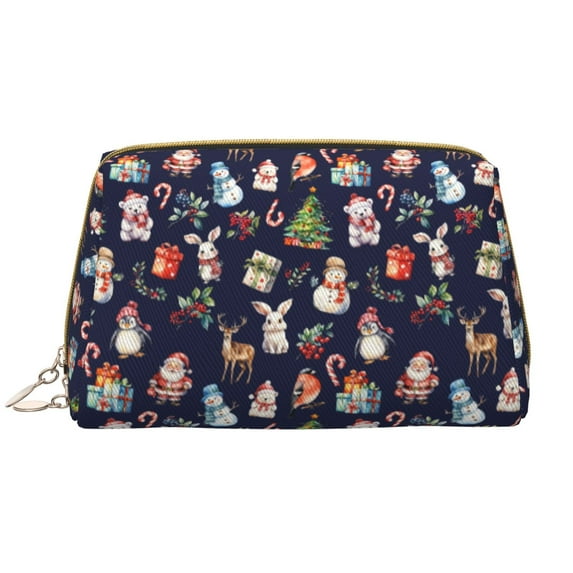 Xecao Christmas Critters Delight Print Fashion Makeup PVC Bag Large Capacity Travel Cosmetic Bag for Women Organizer Toiletry Clutch