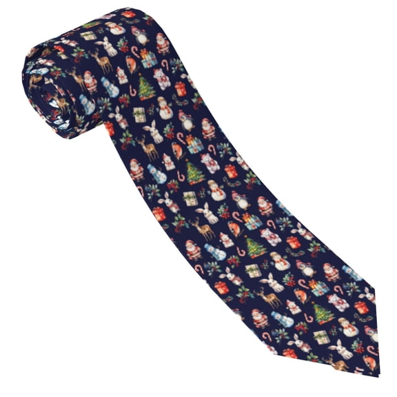 Xecao Christmas Critters Delight Print Tie For Men Necktie Woven Jacquard Neck Ties,Classic Men's Tie