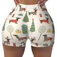 thumbnail image 1 of Xecao Christmas Dachshund Dog Print Workout Shorts for Women Soft Smooth Gym Yoga Scrunch Active Tennis Workout Running Shorts, 1 of 9