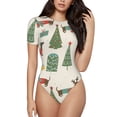 thumbnail image 1 of The Xecao Christmas Dachshund Dog Women's Crew Neck Body Suit, a short-sleeved bodysuit and basic swimsuit, both comfort and style for dating and daily life, 1 of 9