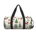 thumbnail image 1 of Xecao Christmas Dachshund Dog print Round Travel Duffel Bag is a foldable gym bag with an inner pocket, perfect for travel sports, 1 of 8