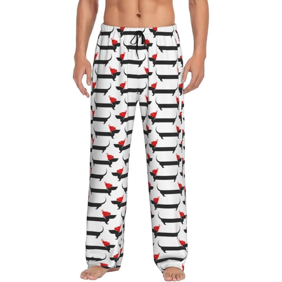 Xecao Christmas Dachshund Men's Straight Lounge Pajama Pants: The Ultimate in Comfortable Sleepwear