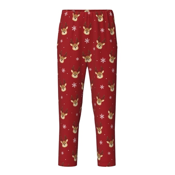 Xecao Christmas Deer B Print Teenagers' Pajama Pants Long Sleep Pants Soft Elastic Waist Pajama Bottoms Elastic waist with 2 Pockets 5-16 Years-Medium