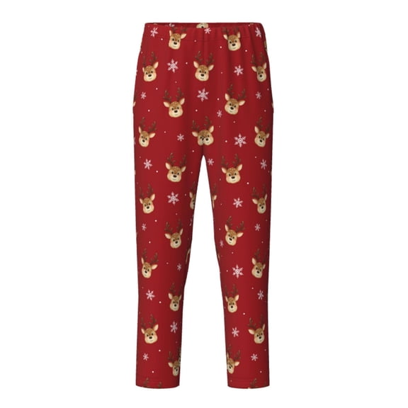 Xecao Christmas Deer B Print Teenagers' Pajama Pants Long Sleep Pants Soft Elastic Waist Pajama Bottoms Elastic waist with 2 Pockets 5-16 Years-Medium