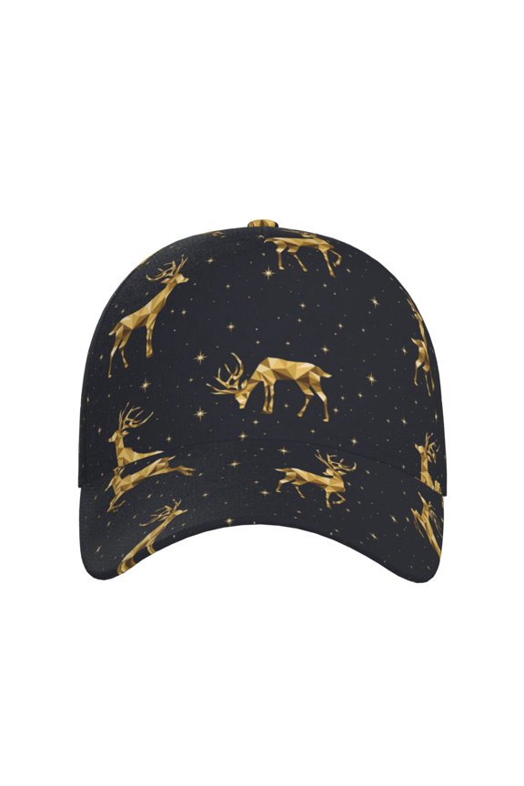 Christmas Deers for Baseball Cap: Unisex, crafted from classic polyester twill fabric, featuring a soft unconstructed design