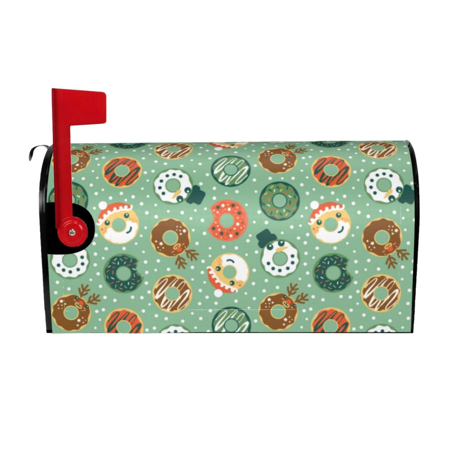 Xecao Christmas Donuts for Mailbox Cover with Magnetic Strips, Waterproof and Sunscreen, Adds a Decorative Touch to Your Garden Yard.