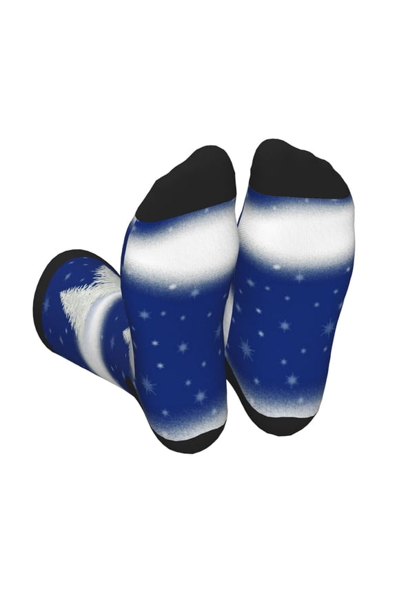 Christmas Fir Tree Print Crew Socks for Men and Women, Men's Soft Moisture-wicking Sock