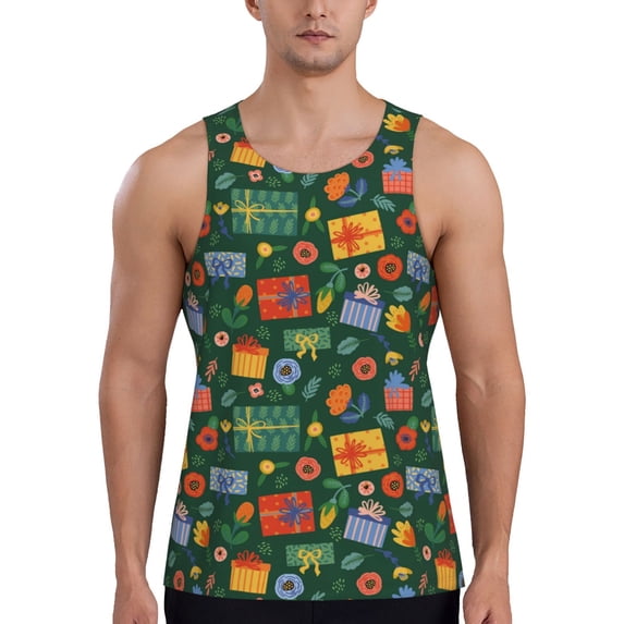 Xecao Christmas Gift Men's Tank Top Workout Quick Dry Sleeveless Gym Jogging Muscle Shirts Summer Swim Beach Tops
