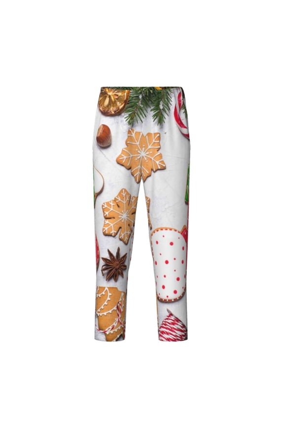 Christmas Gingerbread Cookies Print Teenagers' Pajama Pants Long Sleep Pants Soft Elastic Waist Pajama Bottoms Elastic waist with 2 Pockets 5-16 Years-Medium