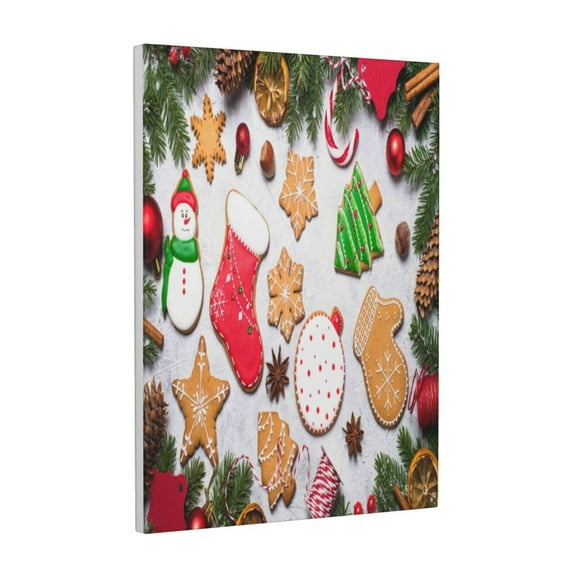 Xecao Christmas Gingerbread Cookies for Ready-to-Hang Canvas Art 12x16 Inches - Waterproof HD Print Solid Wood Frame for Gifting,Vertical