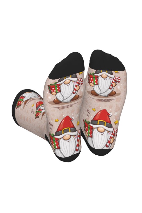 Christmas Gnome star Print Crew Socks for Men and Women, Men's Soft Moisture-wicking Sock