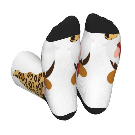 Xecao Christmas Gnomes In Leopard Print Crew Socks for Men and Women, Men's Soft Moisture-wicking Sock