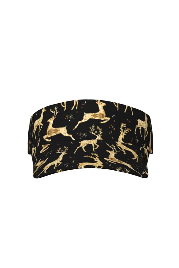 Christmas Gold Deers for Adult Sun Cap offers versatile sun protection with adjustable Velcro for a secure fit.